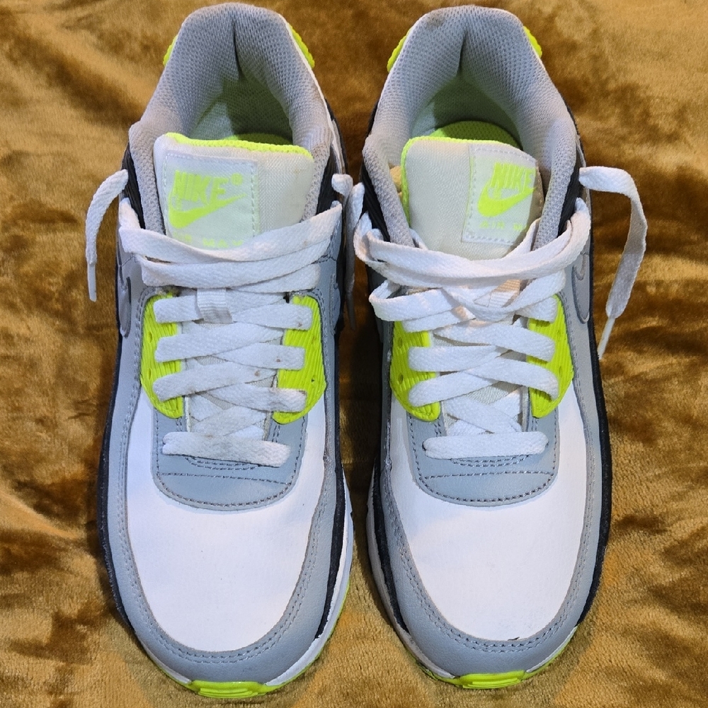 Nike Kids White and Gray Sneakers with Neon Accents